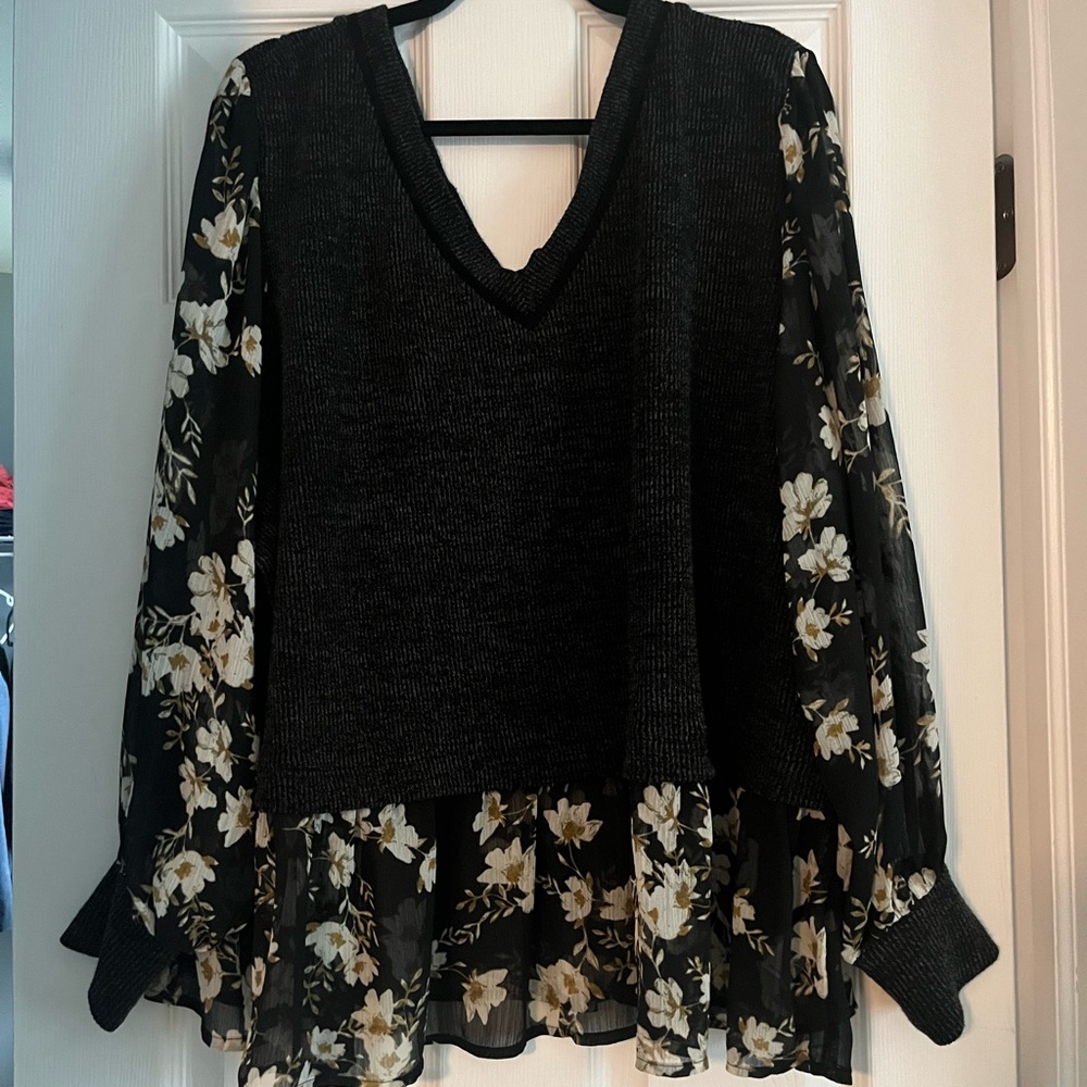 Preppy sweater blouse from Maurice’s. Worn once